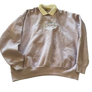 Purple and White Retro Sweatshirt with Ribbed Cuffs